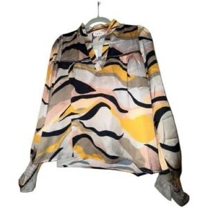 THML Abstract Wave Print Blouse - Yellow, Black, Cream, Pink, NEW WITH TAGS! XS!